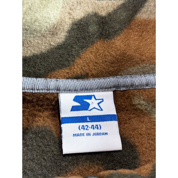 Starter Camo Fleece 1/4 zip Pullover Mens Large Chest Pocket Sweater Winter - Picture 3 of 7